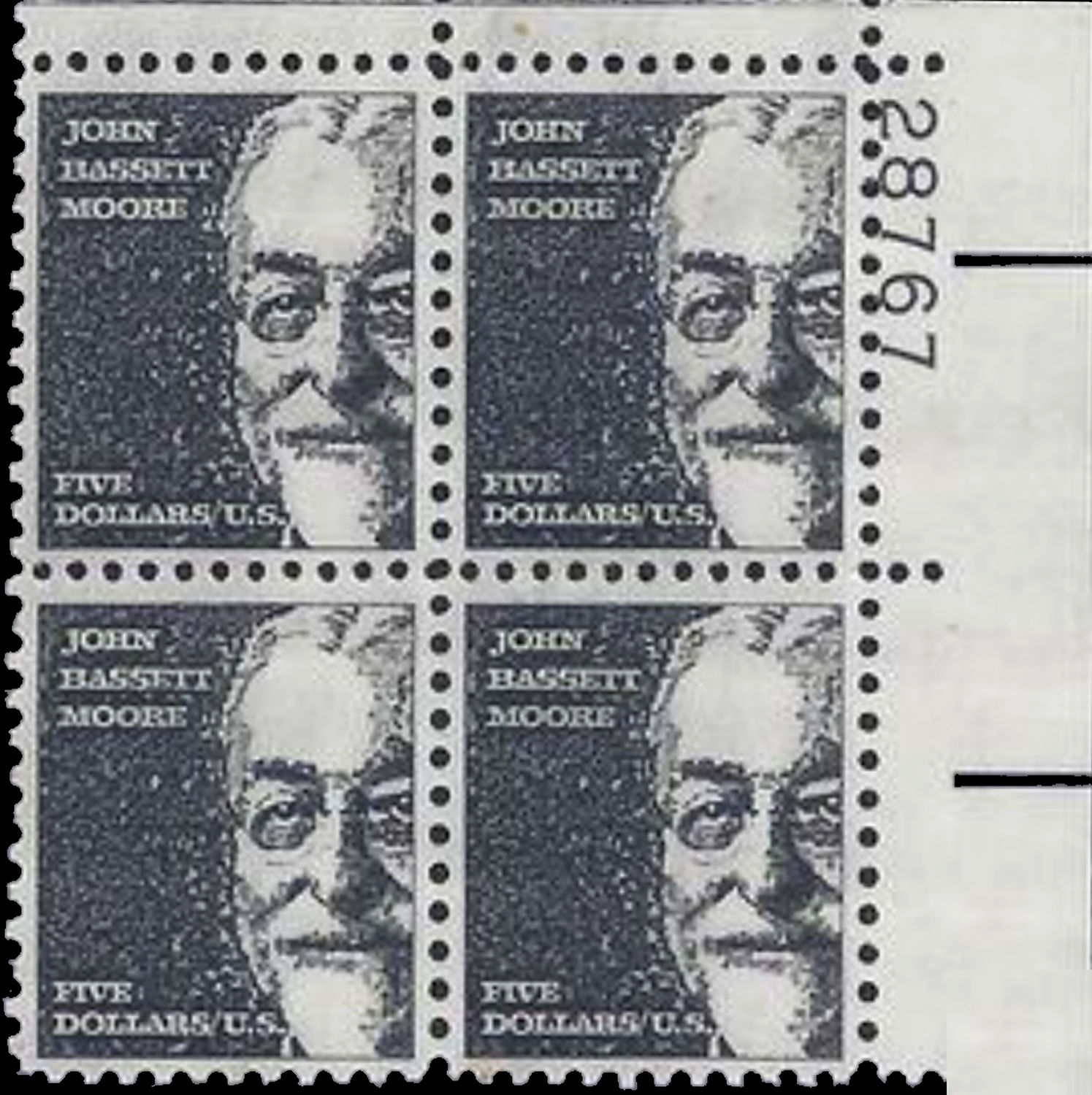 Modern U.S. Stamps: Scott 1295, $5.00 John Bassett Moore