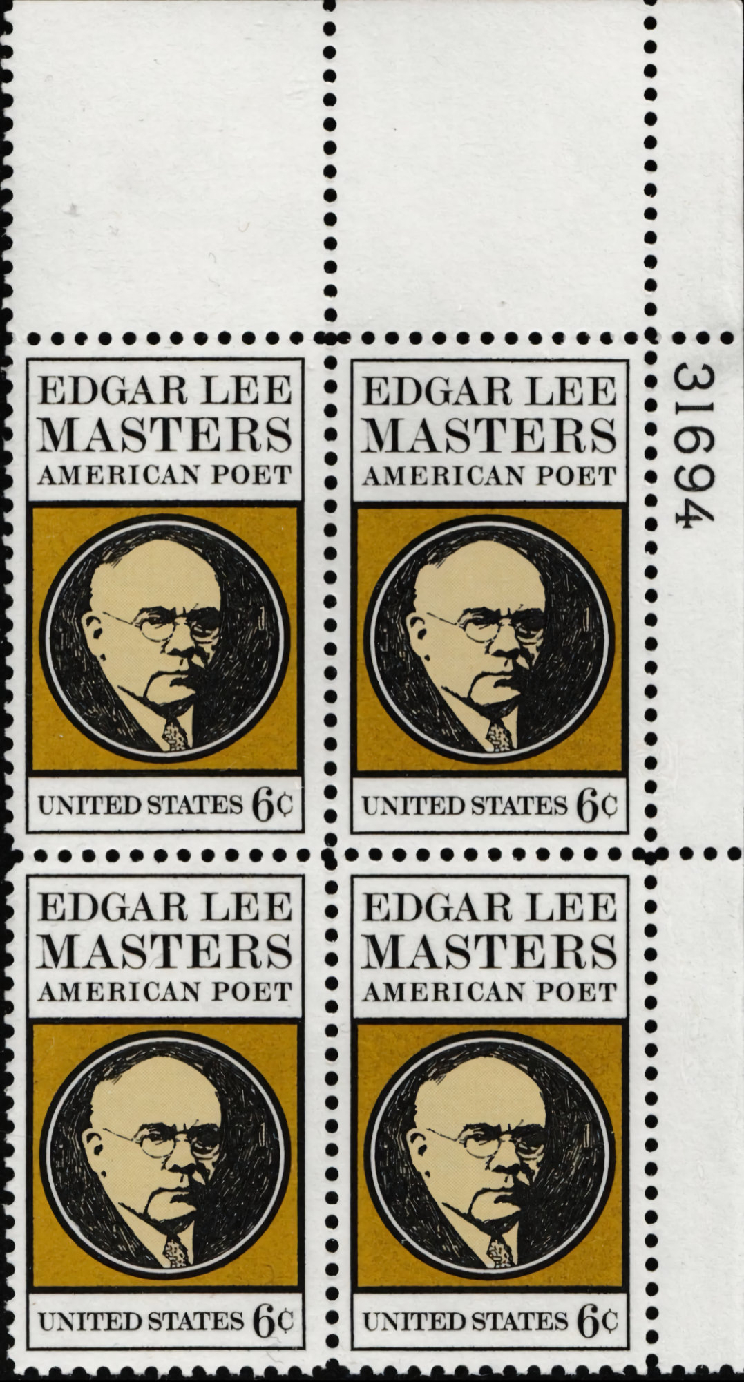 Modern U.S. Stamps: Scott 1405, 6c Edgar Lee Masters